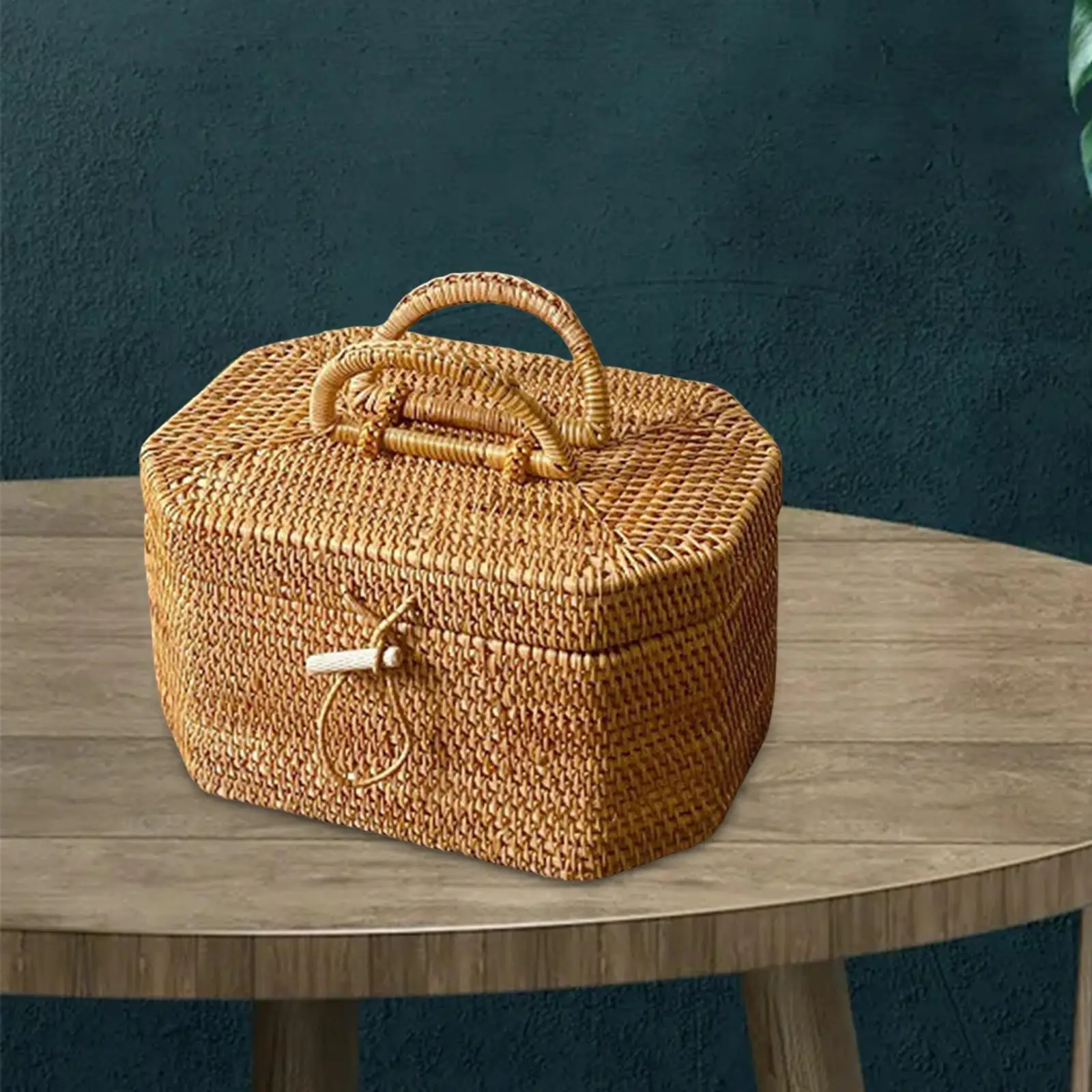 Multipurpose Rattan Basket Bread Basket Gifts Centerpiece for Hiking Outdoor Picnic