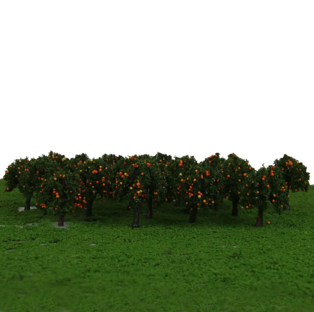 20pcs Model Train Orange Fruit Tree For RailwaysLayout Scale 1/300