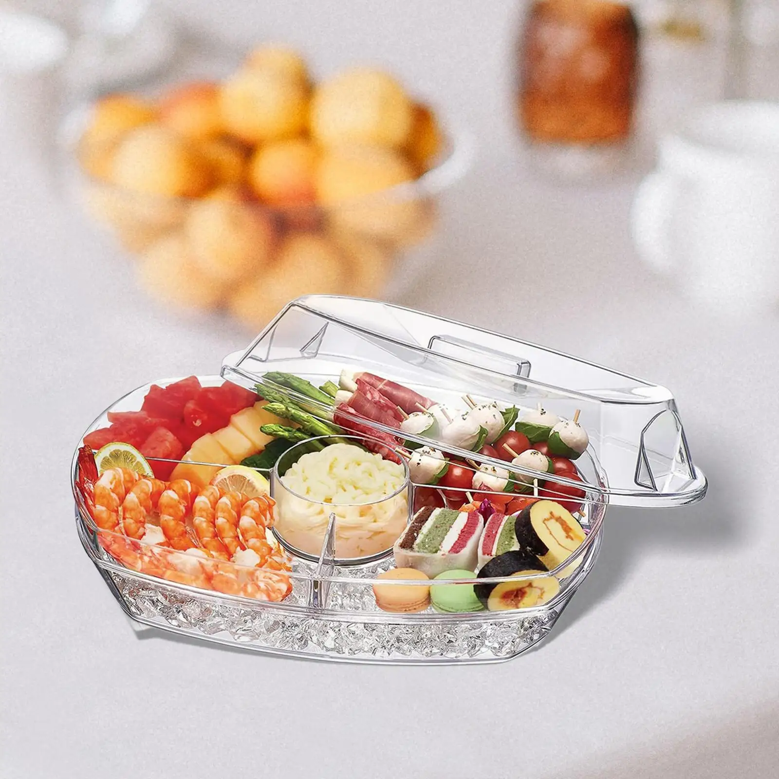 Cold Serving Tray Acrylic Veggie Tray for Vegetables Fruits Salad Outdoor Desserts
