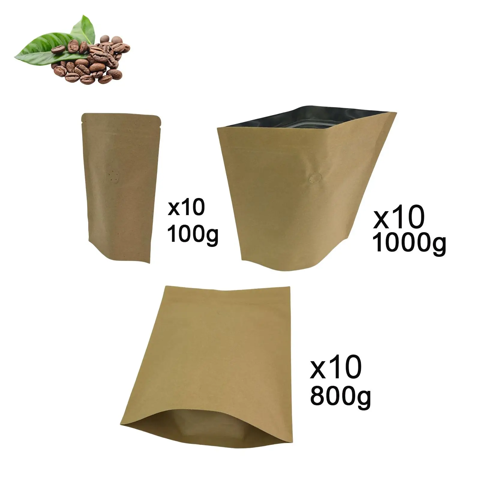 10Pcs Boutique Bags Durable Container Portable Reusable Eco Friendly Coffee Bean Pouch for Christmas Store Holiday Grain Popcorn