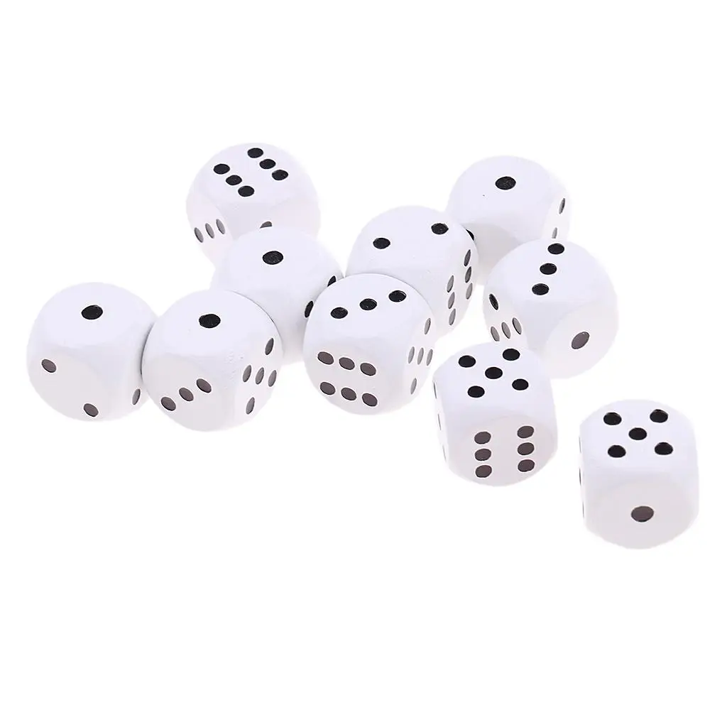 10Pieces Wooden Dice D6 Six Sided Dotted Dice for DND MTG and Card Games