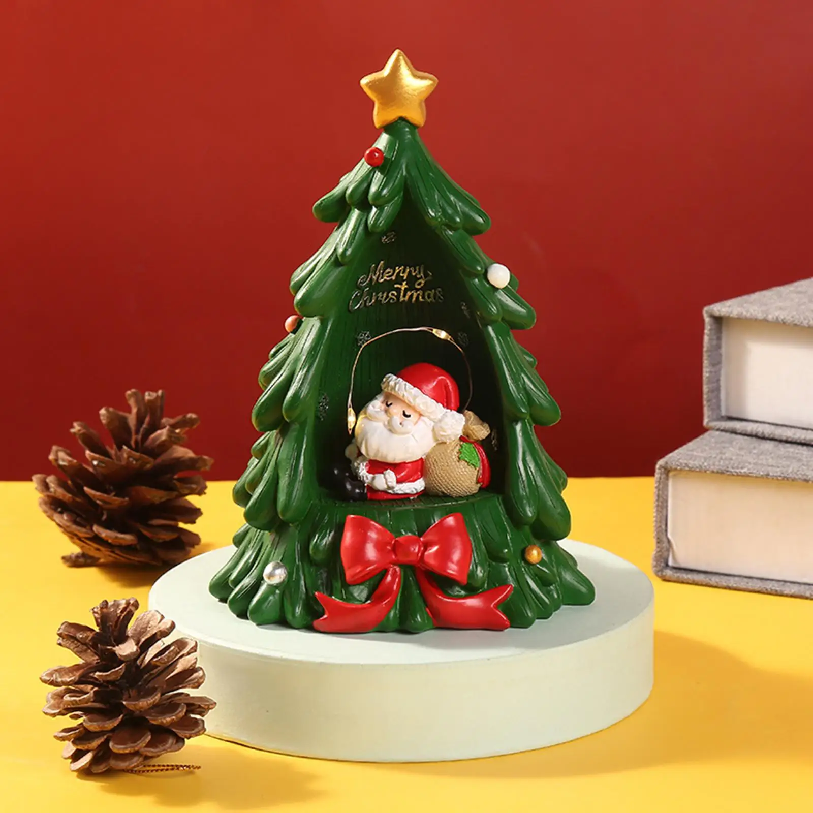 Cute Christmas Tree Santa Statue Home Decor Decoration Tablep Centerpiece for Office