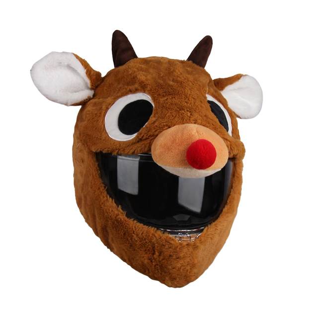 Helmet Cover Reindeer Shaped Increase Riding Fun Protective Plush Soft Motorbike for Full Face Helmets Helmet Protective Cover