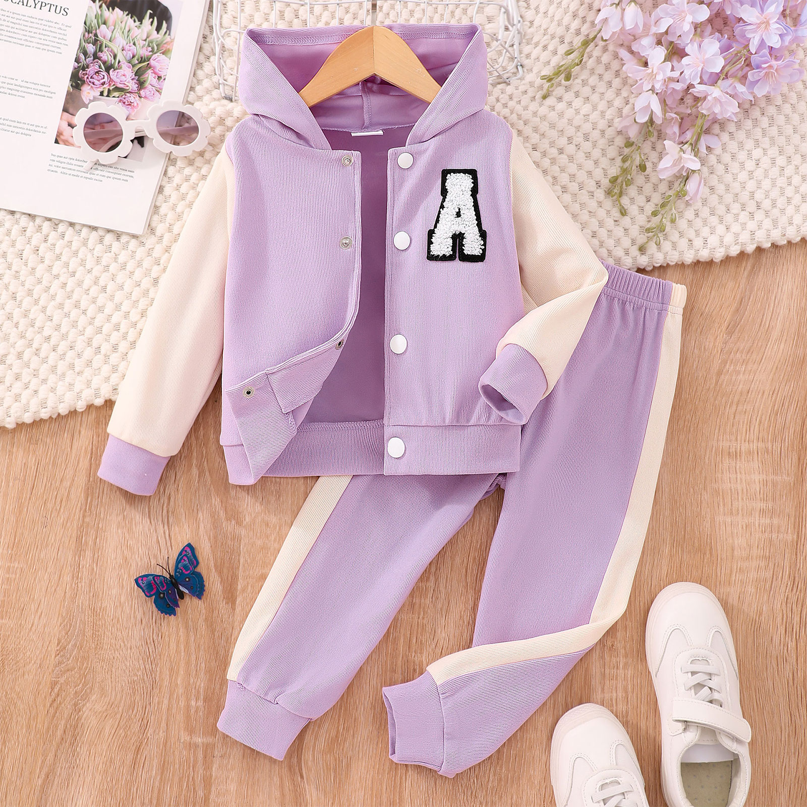 Kinder Mode lässig Baseball Trainings anzug Langarm Frühling Herbst Kapuzen jacke mit Jogging hose Schule täglich Sport Homewear – Detail 21