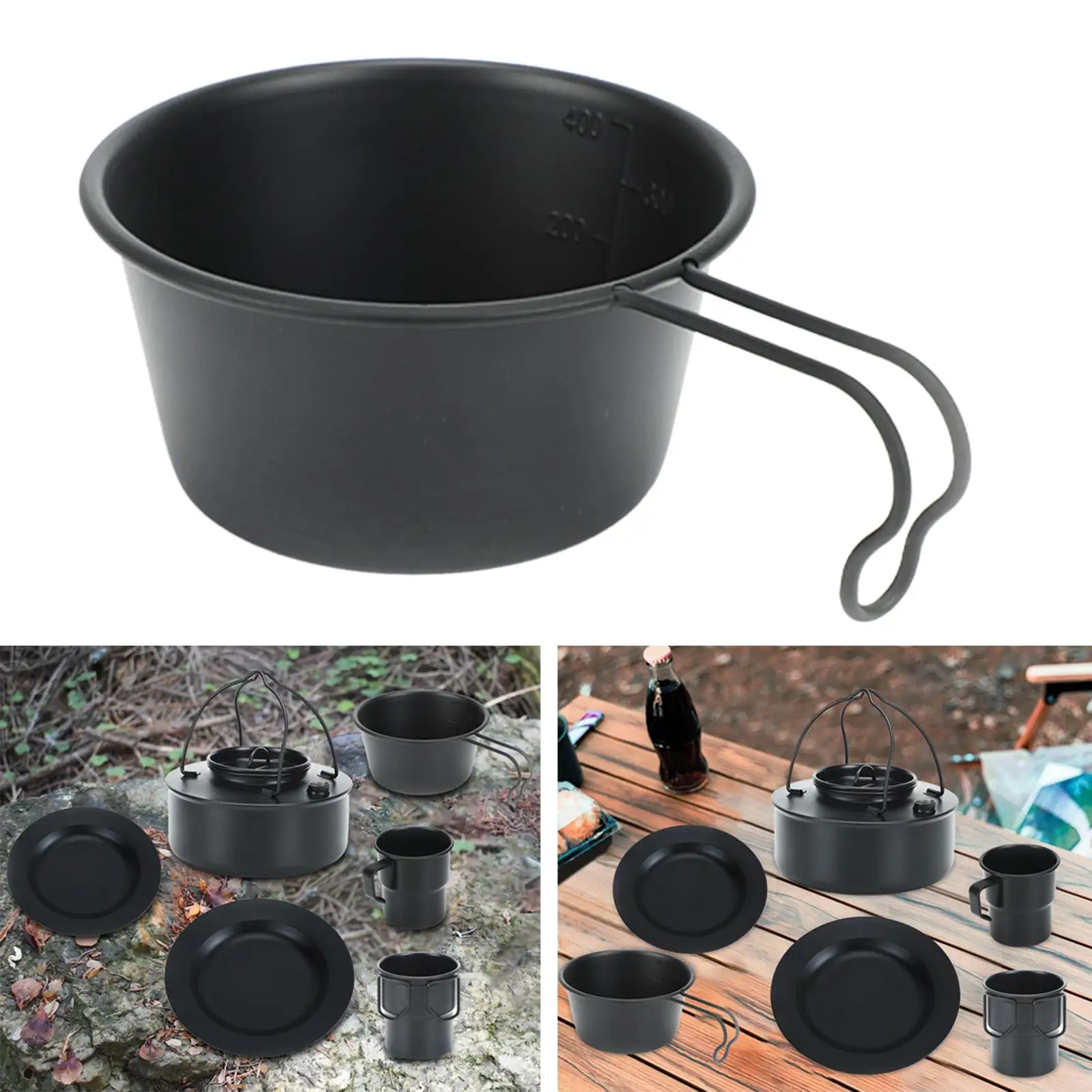 Lightweight Camping Bowl with Handle Utensil Stovetop Pot Outdoor Dinnerware for Fishing Hiking Backpacking Picnic Travel