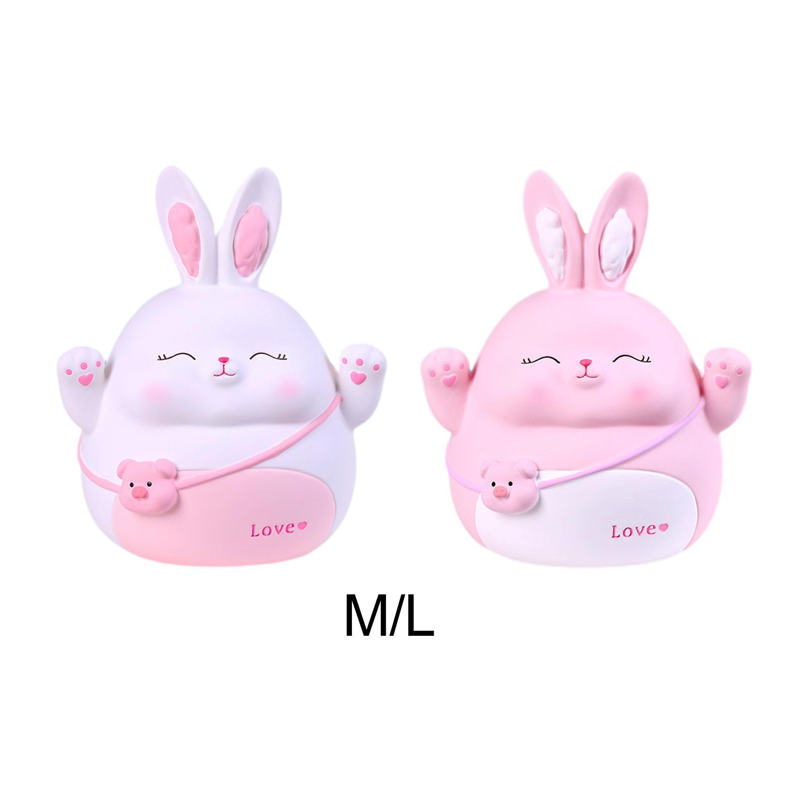 Rabbit Money Bank Bunny Figures Storage Saving Box Ornament Case Coin case for Desktop Home Gifts Children Kids