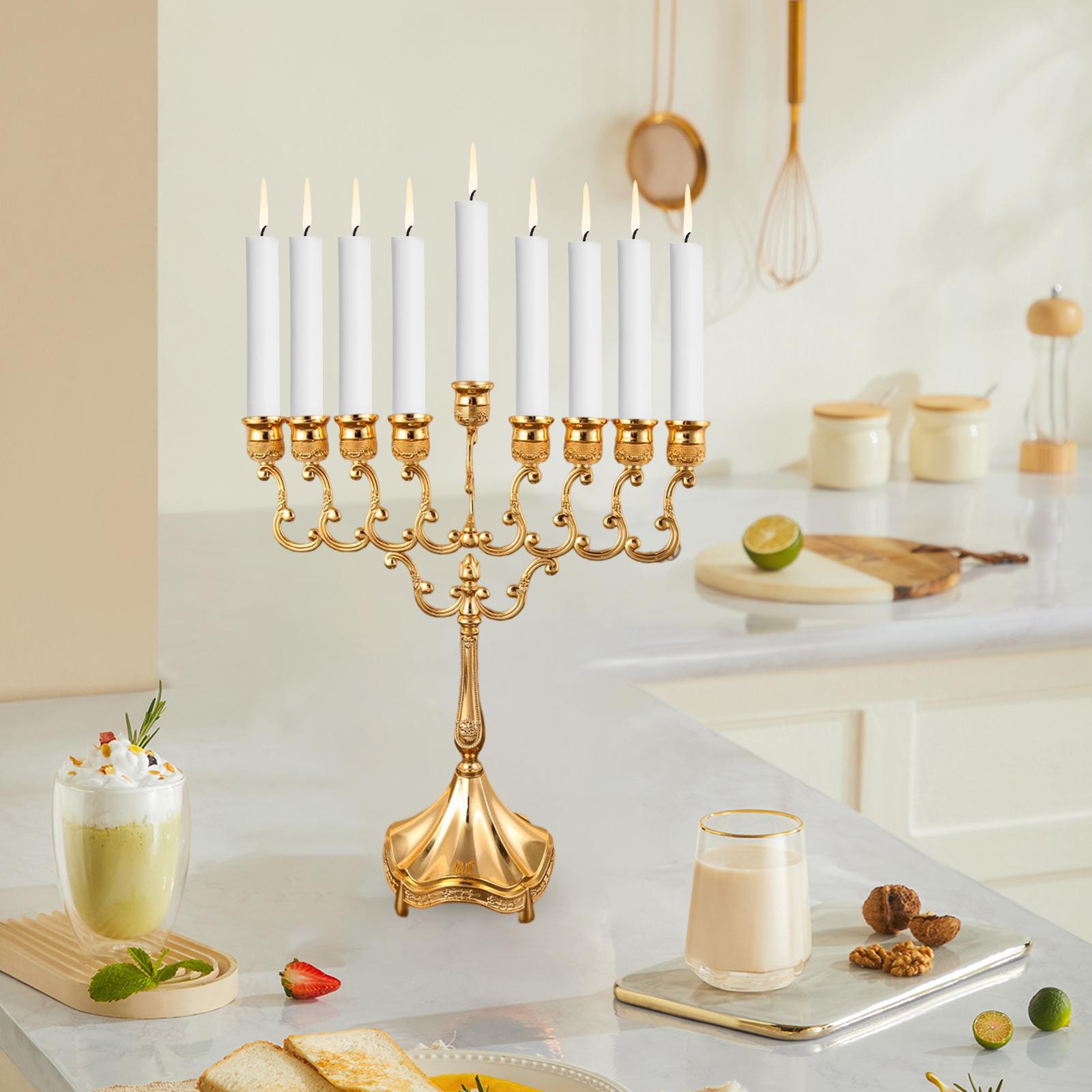 9 Branches Candle Holder Candlestick Living Room Pillar Candle Stand Metal Candelabra Hanukkah Menorah for Home Decor Ornaments