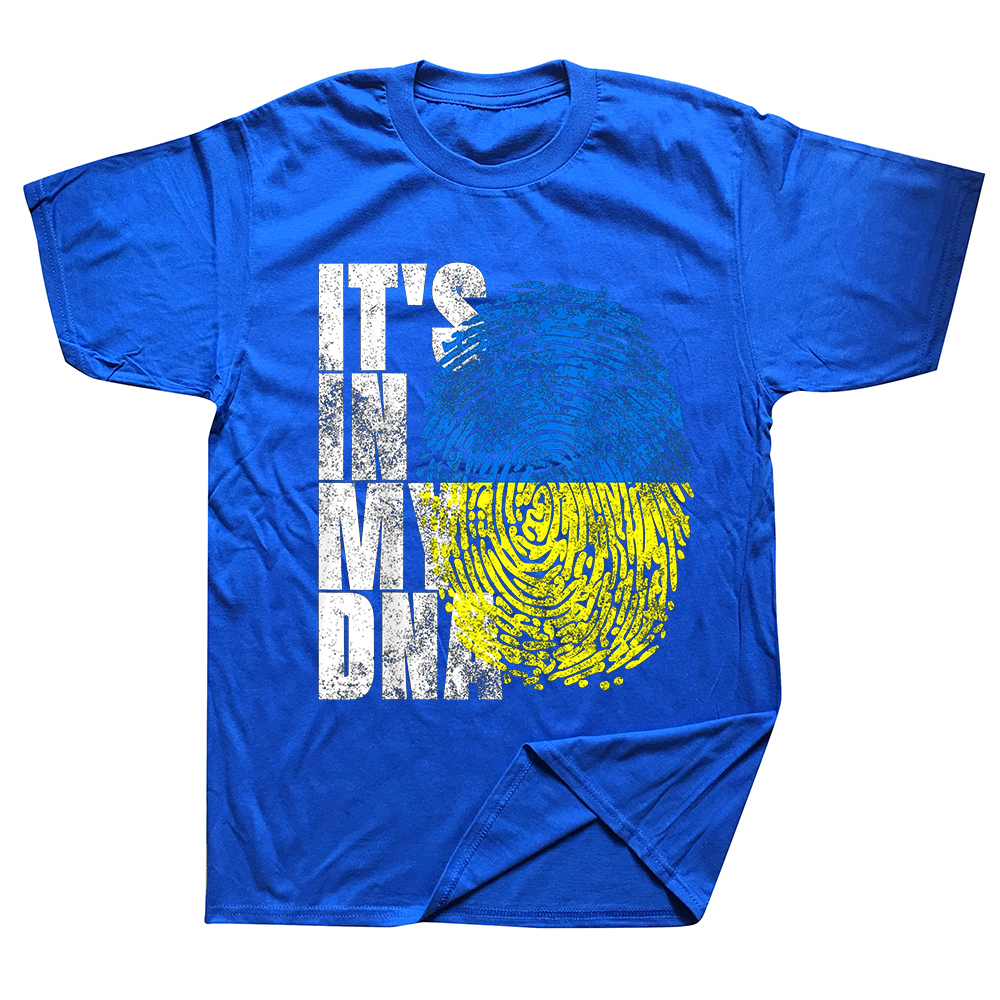 Lustiges „It's In My DNA“-T-Shirt mit ukrainischer Ukraine-Flagge, Sommer-Stil, grafische Baumwolle, Streetwear, kurzärmeliges T-Shirt für Geburtstagsgeschenke – Detail 3
