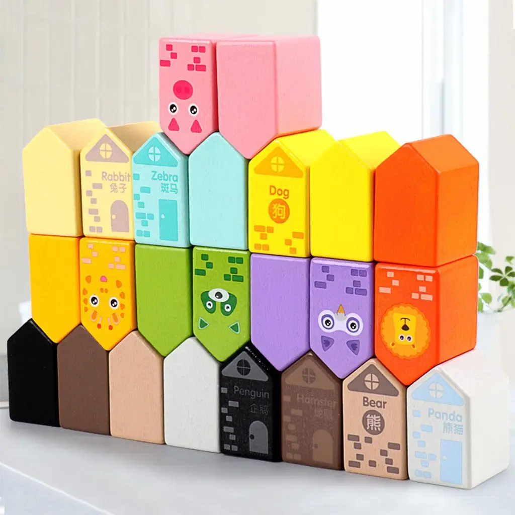12 Pieces Wooden Learning Toys Construction Toys Stacking Game s for Cultivating Logical Thinking  Babies & Toddlers