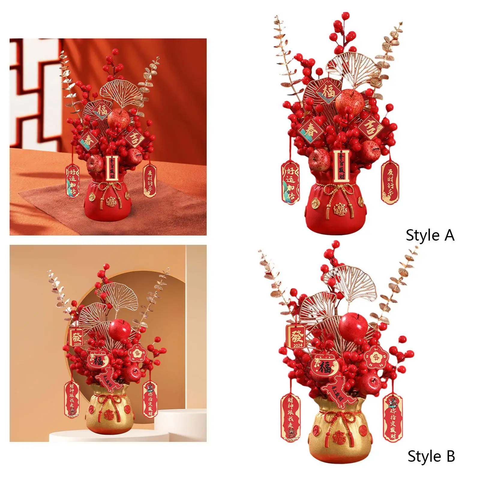 Purse Vase Photo Props Chinese Style for Spring Festival New Year Hotel