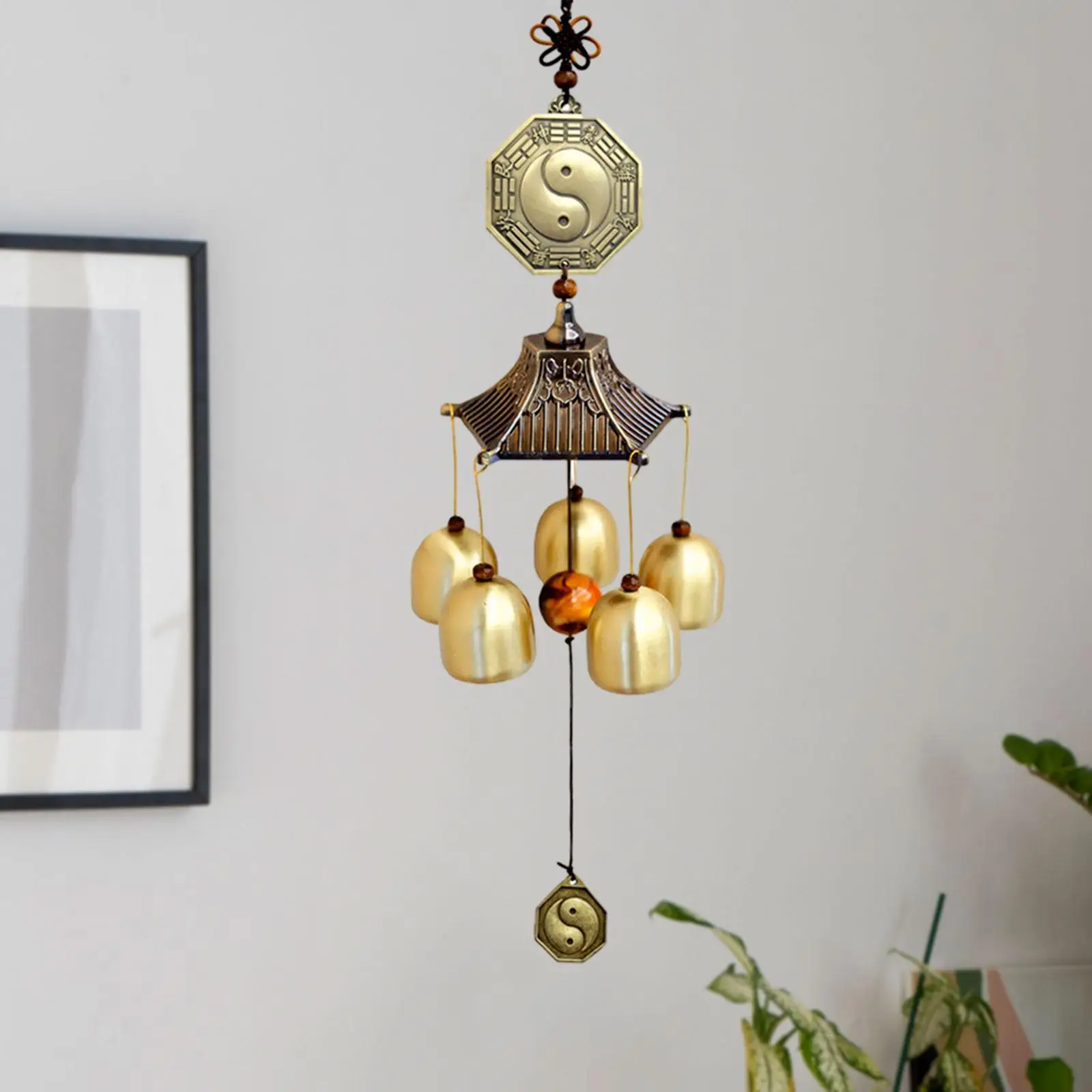 Wind Chime Pendant Handmade Unique Wind Chimes for Outside Bagua Wind Chime Hanging Long Brass Bells for Balcony Garden Car Home