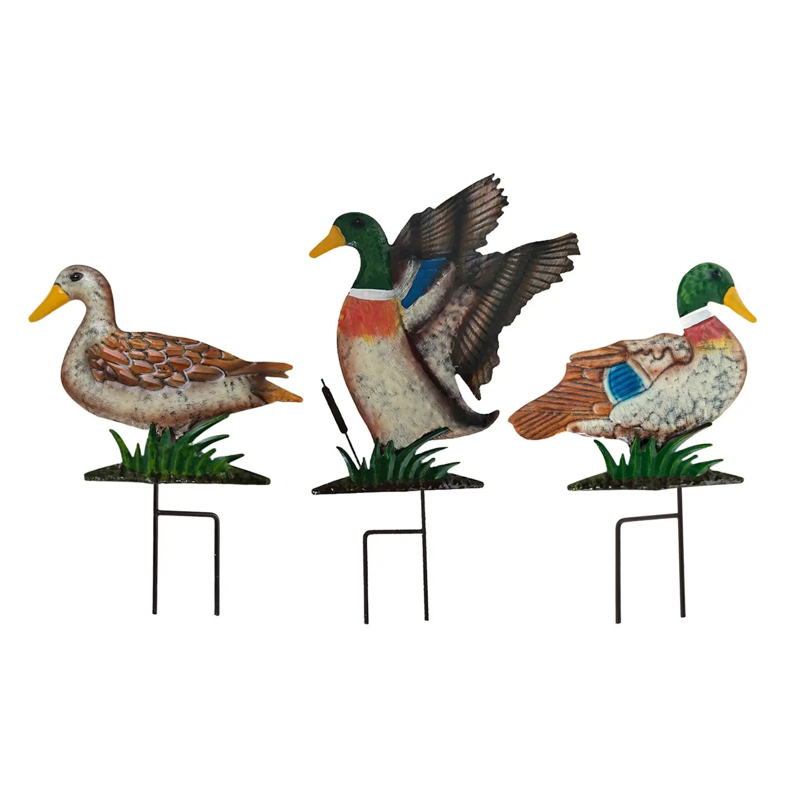 Duck Metal Garden Stake Patio Decor Ornament Figurine Decorative