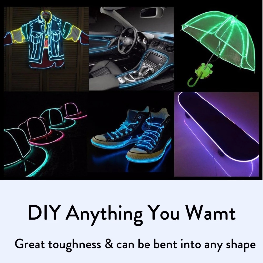 EL Wire 5/4/3/2/1Color 1M Illuminated Lights with Neon Lights DIY Combination Multicolor Lights AA Batteries USB Prom LED Strips