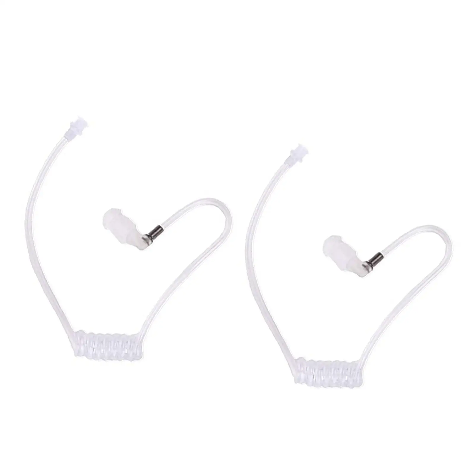 Set of 2 Replacement Acoustic Coil Tube Clear and White Easy to Be Replaced High Elasticity for Two Way Radio Intercom Earphone