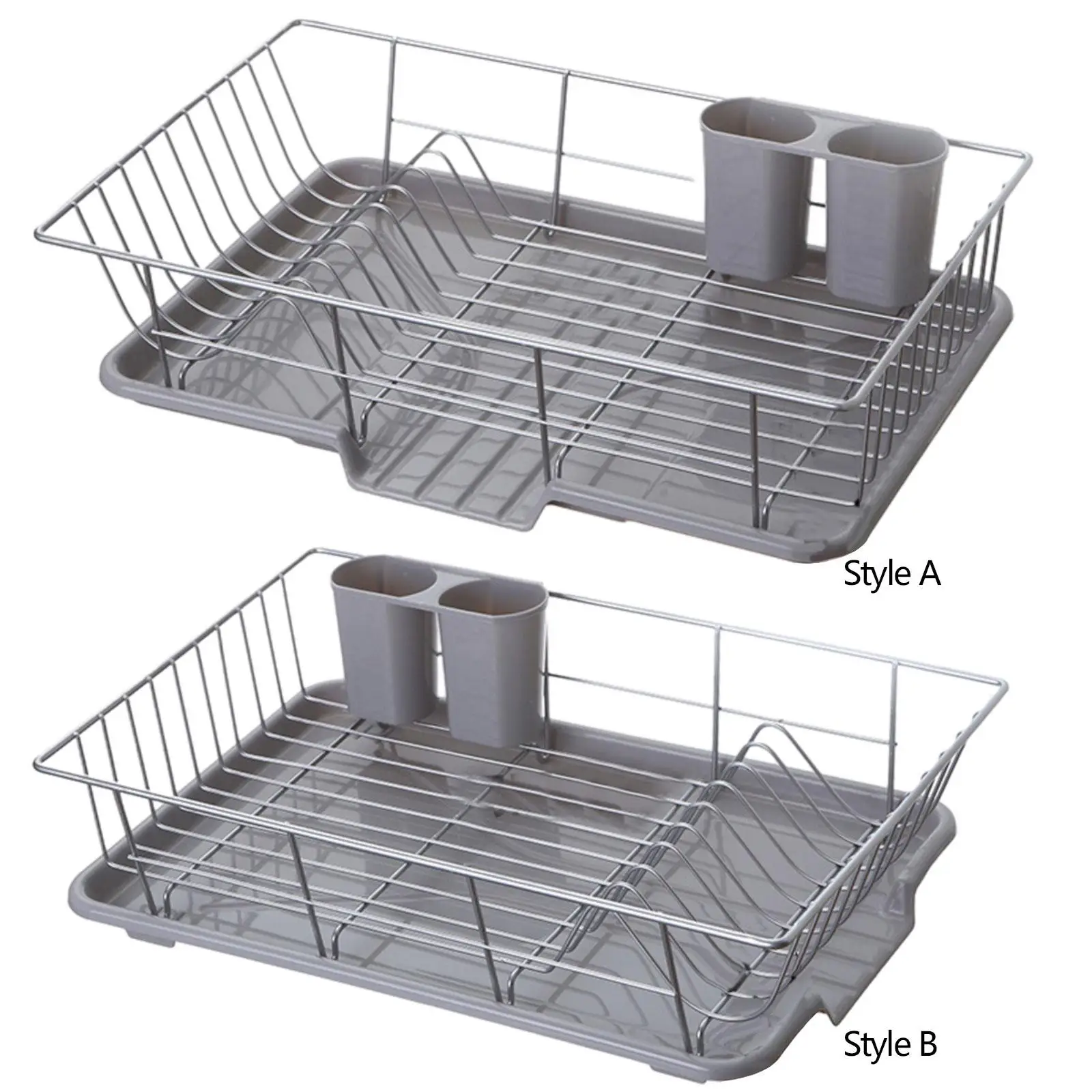 Dish Drainer Portable Utensil Holder with Drainboard Kitchen Drying Rack Dish Racks for Countertop Plates Kitchen Forks Bathroom