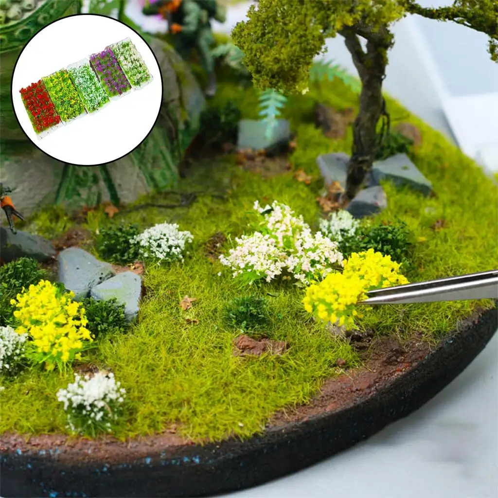 DIY Miniature Flowers Clusters Model Railroad Landscape Layout Decoration