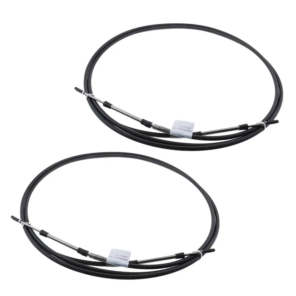 2pcs Black Throttle  Remote Control Box Cable for  Outboard 11 FT