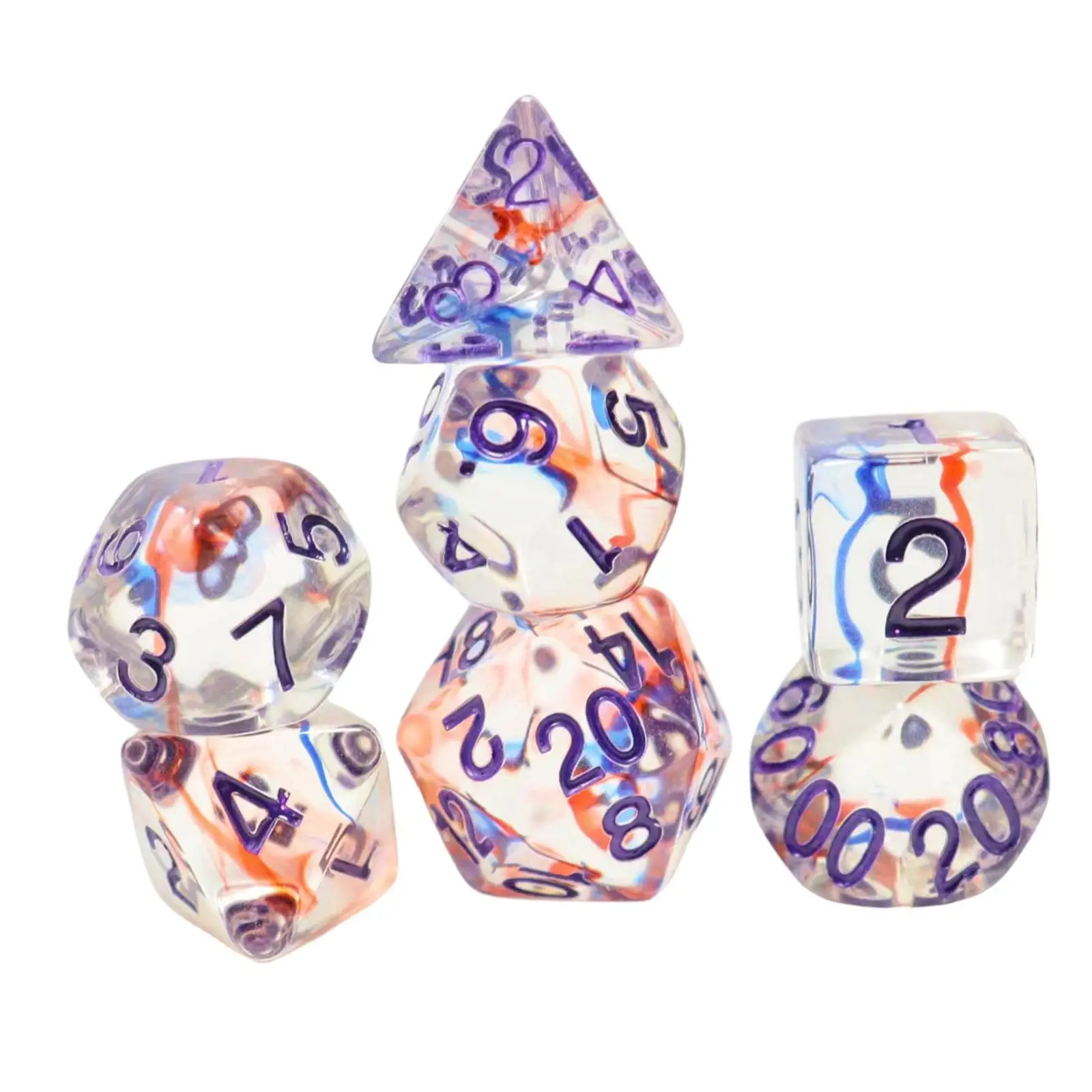 7 Pieces Dice Set Resin D20 D12 D10 D8 D6 D4 Party Supplies Multi Sided Game Dices for Party KTV Bar Card Games Card Game