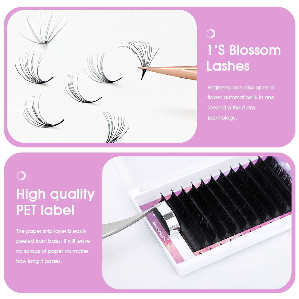 Best of MASSCAKU 12 Lines Fast Bloom Lashes Auto Fans Eyelash Extension Mega Easy Fanning Make Up Cilia Russian Volume Reviews & Tips - Image 5