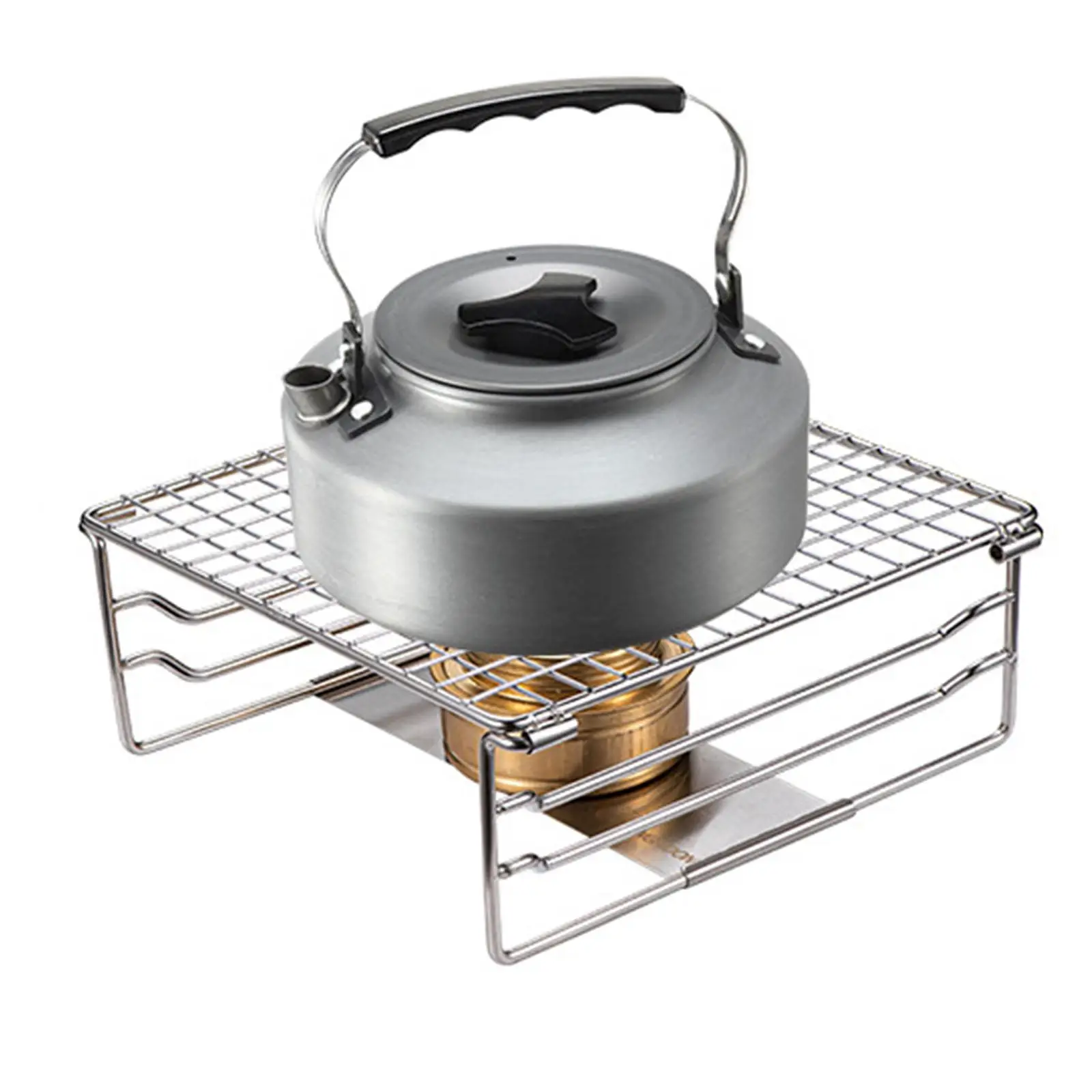 Mini Folding Grill Rack with Adjustable Gear Camping Stove BBQ Grill Rack for Camping Hiking Fishing Barbecue Garden Kitchen