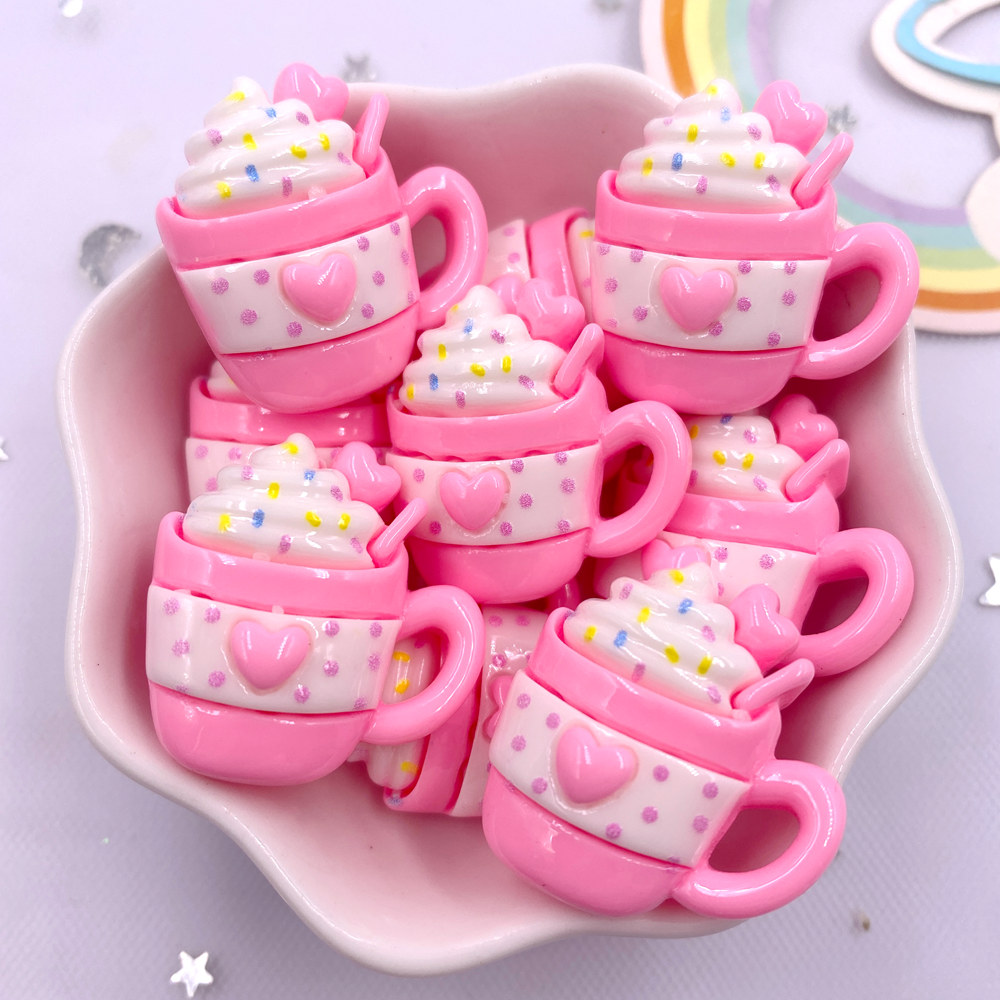 10PCS Harz Bunte Kawaii Rosa Candy Herz Donut Flache rückseite Stein Cartoons Sammelalbum Figuren DIY Bogen Dekor Zubehör Handwerk – Detail 7