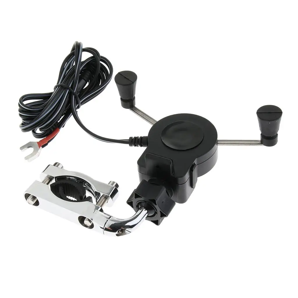 Motorcycles Scooter Handlebar Mobile Phone Mount Holder With USB Charger