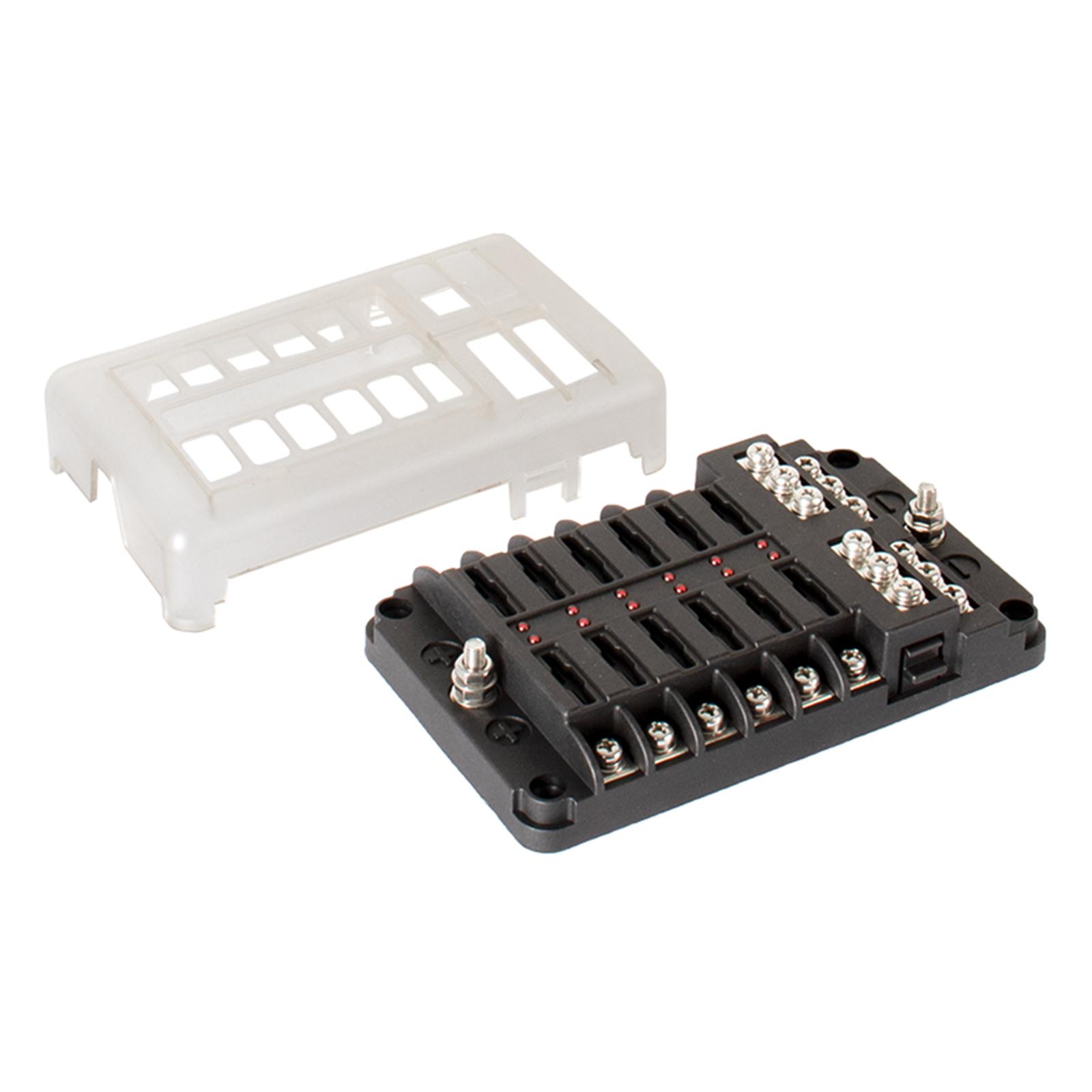 Blade Fuse Block Box 12 Way 12V 32V Circuit LED Indicator Light Fits for Car Caravan Marine Boat Easy to Install