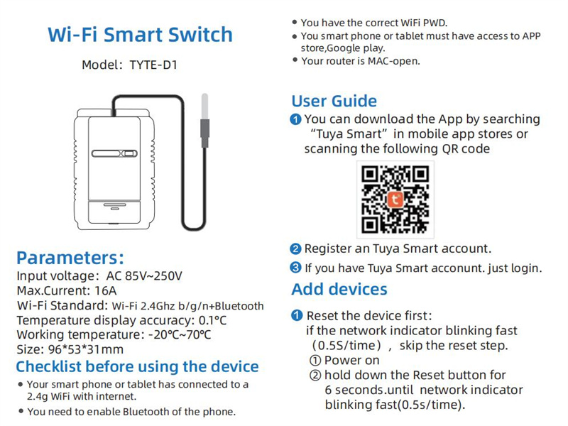 novo tuya wifi interruptor de temperatura de monitoramento prova dwireless água sem fio sensor de temperatura sonda alexa casa do google