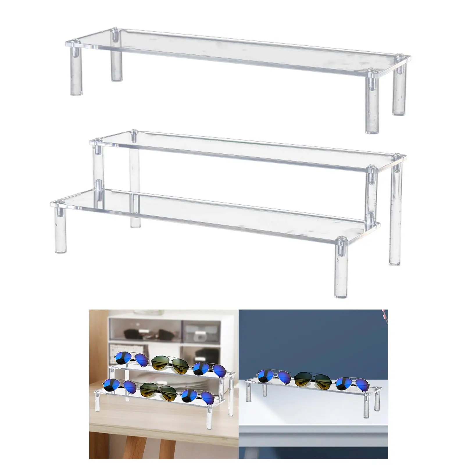 DIY Glasses Display Riser Stand Acrylic Toys Stand Organizer Space Saver