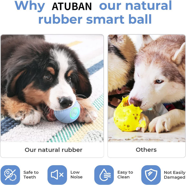 ATUBAN Smart Interactive Dog Toy Ball,Automatic Moving Bouncing Rolling Ball  for Small Medium Breeds Dogs,Durable Natural Rubber - AliExpress