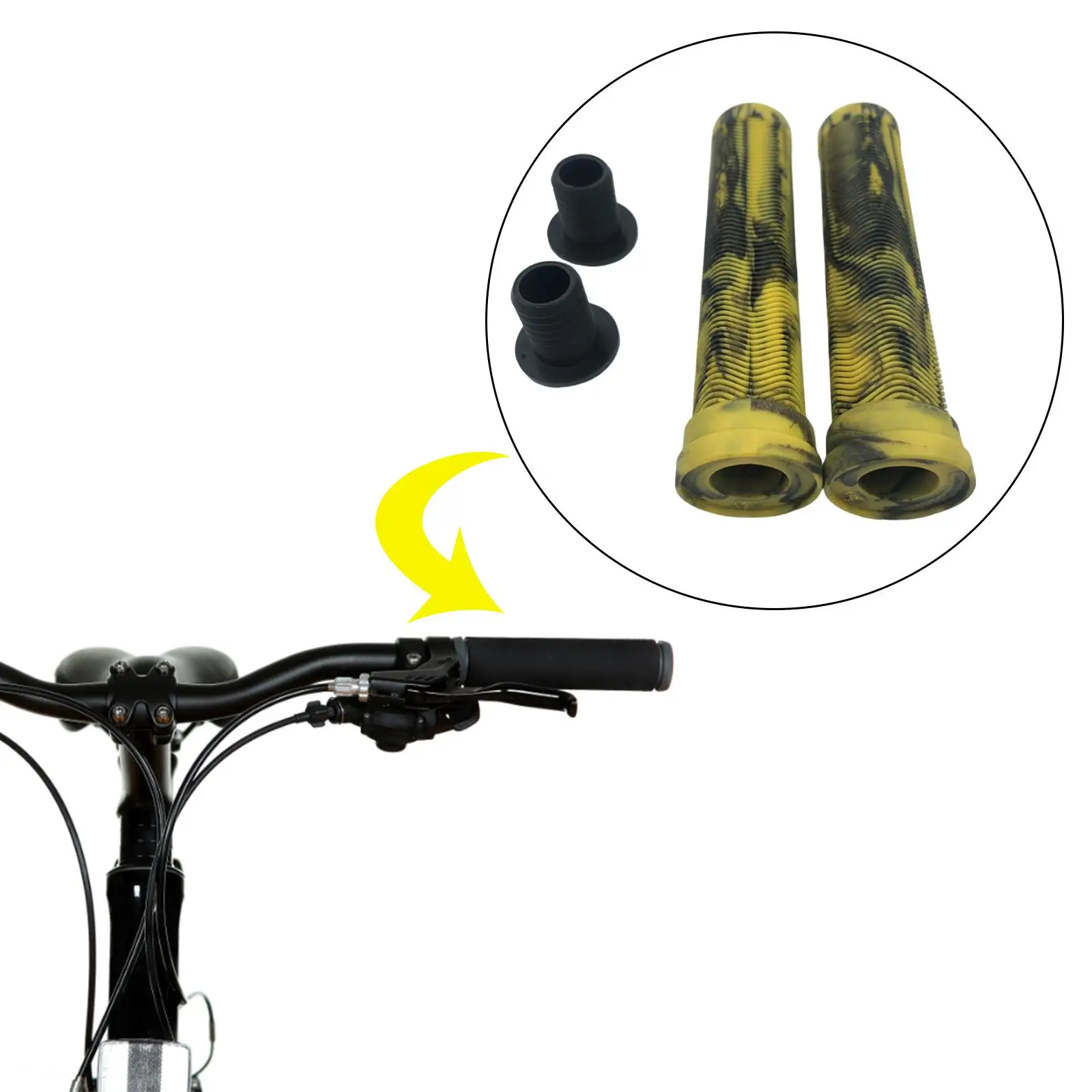 1 Pair Durable Handlebar Grips Sleeve Non-Skid TPE Comfortable Replacement for Mountain Bike Scooter Cycling Beach Bicycle BMX