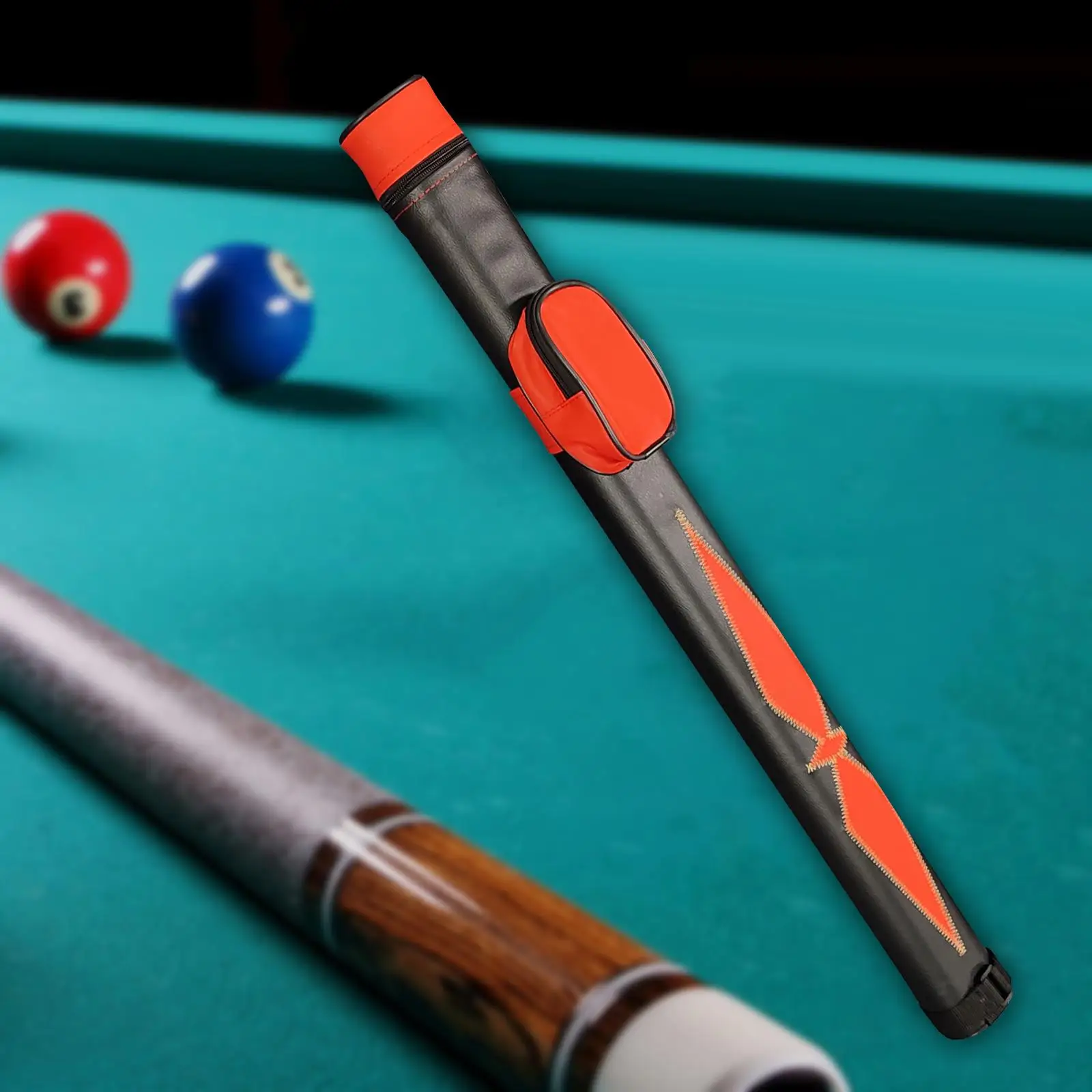 Pool Cue Case PU Leather Wrapped Waterproof Pool Billiards Accessories Sports Billiards Equipment Professional Carrying Case