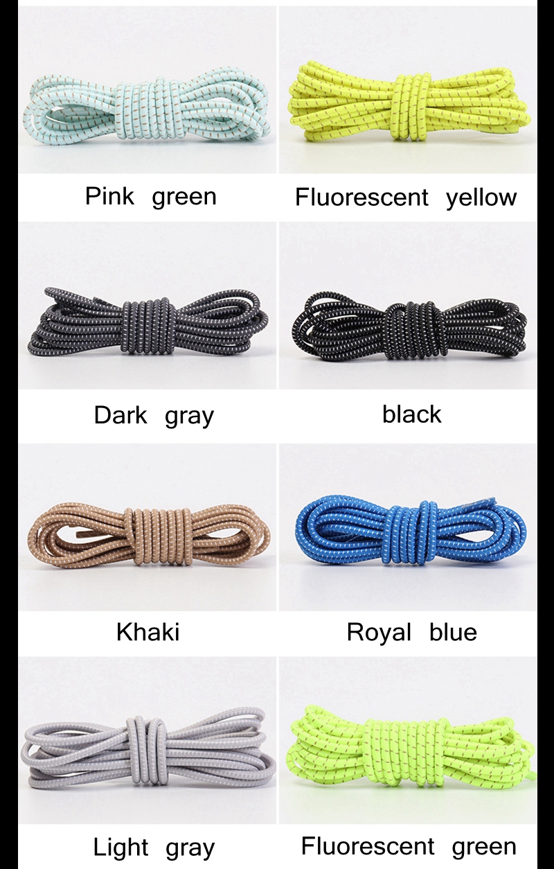 New1 Pair No Tie Shoelaces 1 Second Fast Round Plastic Lock Elastic Shoelace Suitable for All Sports Shoes Accessories Lazy Lace
