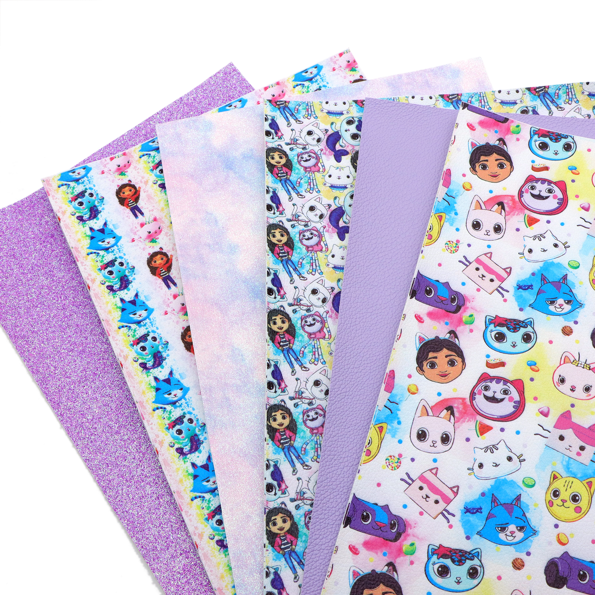 Description Picture 6 of itemCartoon Cat Gabbys Doll Printed Faux Leather Set Synthetic Leather Fabric Sheets for DIY Handmade Earrings Hair Bows Projects