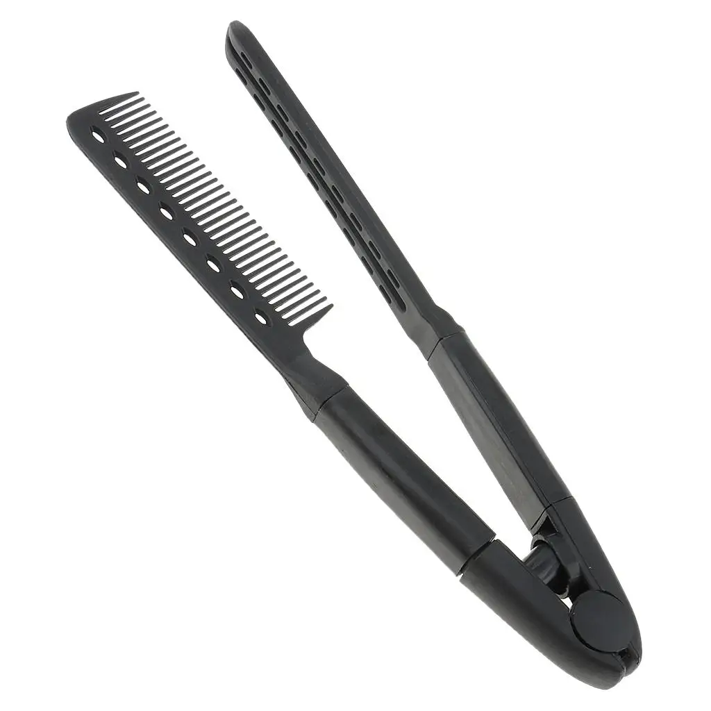2X V-Shaped Foldable Hair Straightening Comb Hairdressing Brush