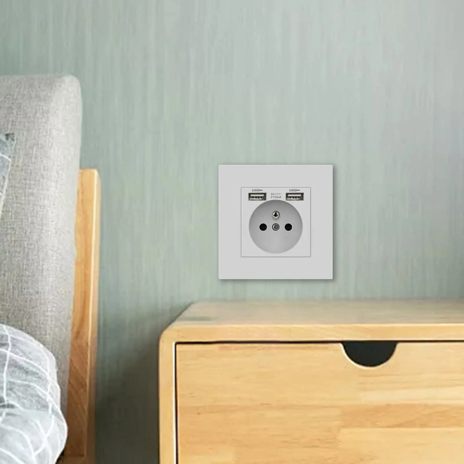 Electrical Socket Dual USB Plug Charging Port Socket Power Socket for Home Office