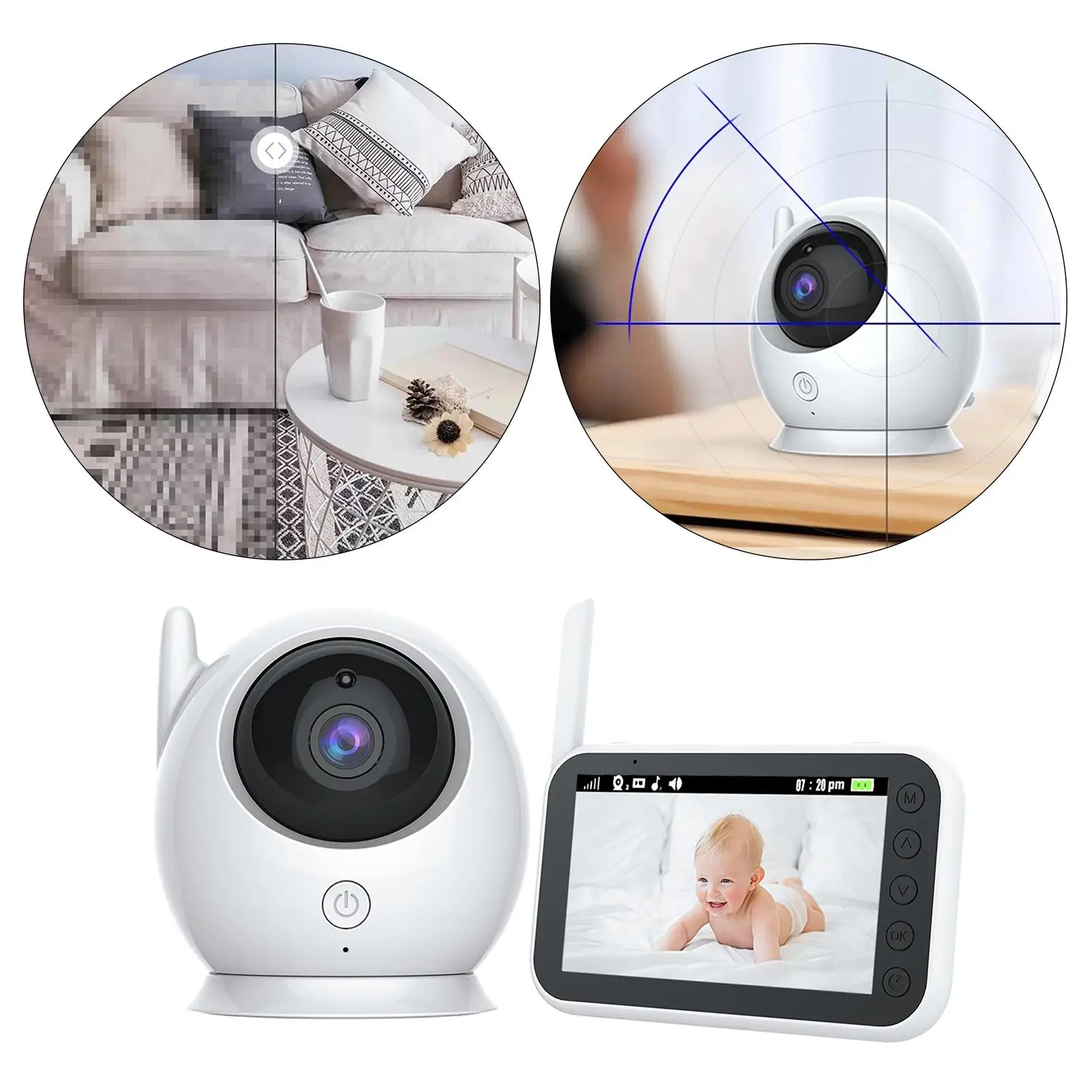 LCD Screen  Video Baby Monitor  Indoor Night  8 Lullabies for Parents  Humidity  Motion  US Plug