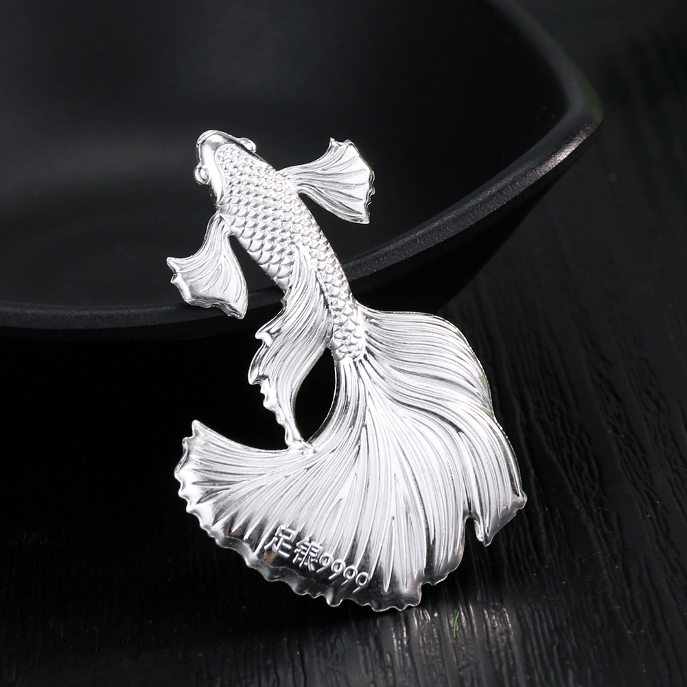 1PC 9999 Silber Pfau Fisch Tee und Wasser Artefakt Hause Büro Desktop Glück Dekoration Ornamente – Detail 4