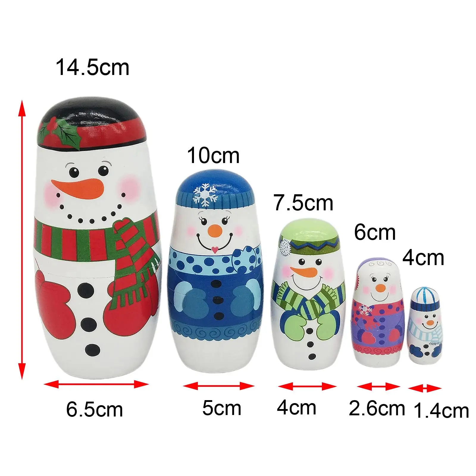 Wooden Russian Nesting Dolls 5 Layers Novelty Snowman Stacking Nested Handmade Toys for Children Christmas  Gift