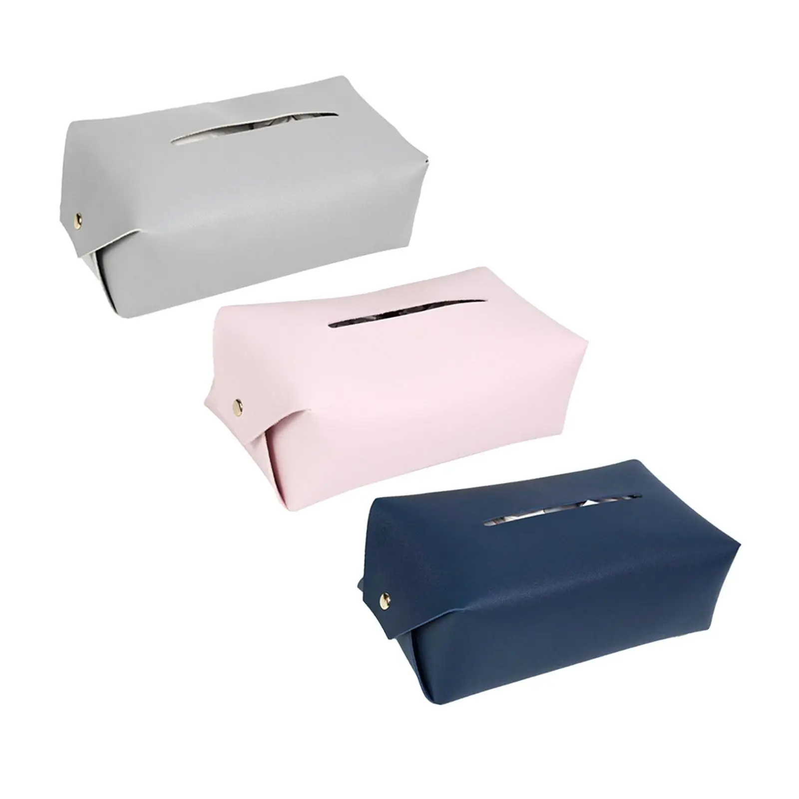 PU Leather Tissue Box Cover Case for Vanity Countertop Living Room Table