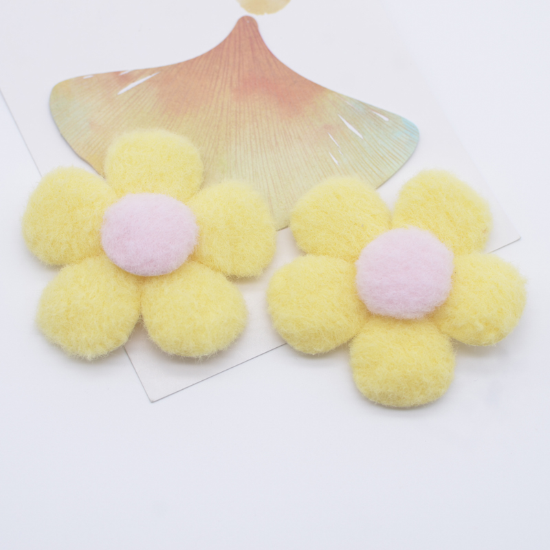 16 Stück 55 mm gepolsterte Plüsch-Blumen-Applikationen für DIY-Kopfbedeckungen, Haarspangen, Schleife, Dekor, Zubehör, Kleidung, Hut, Schuhe, Nähflicken – Detail 7