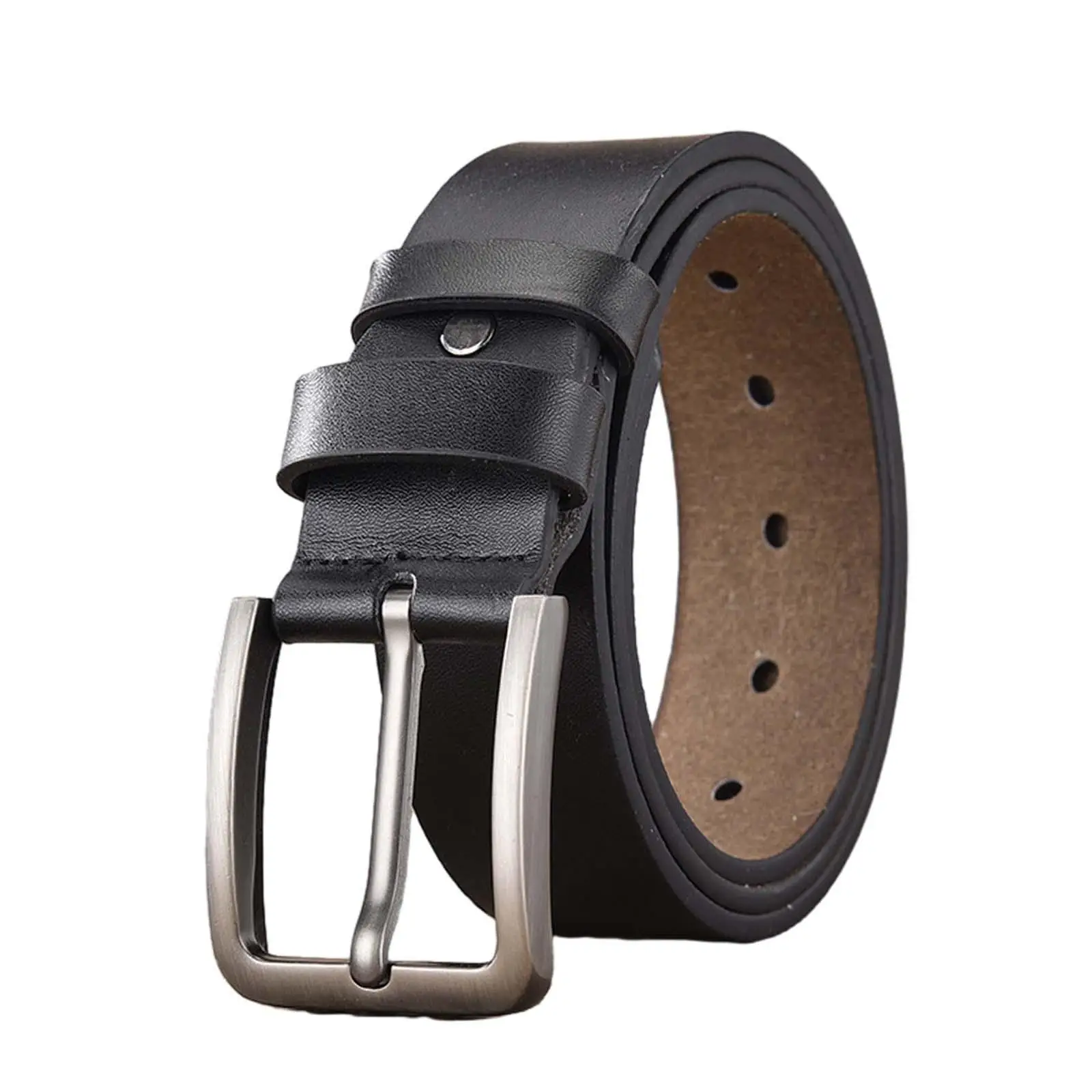 Men Dress Belt Adjustable 120cm Long Metal Pin Buckle Casual Waist Strap PU Leather Belt for Travel Uniform Trousers suits Jeans