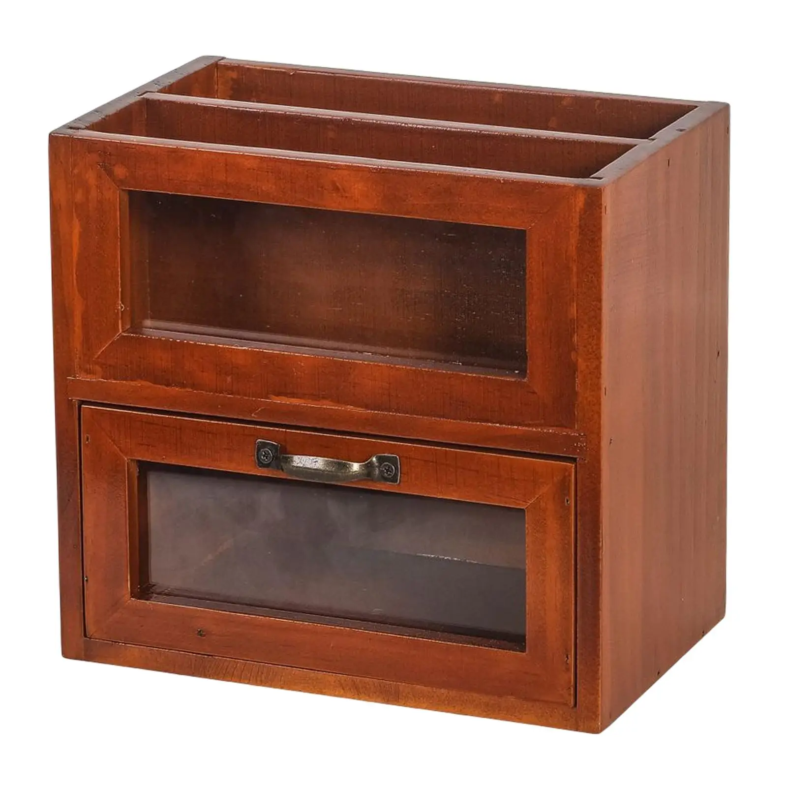 Desktop Storage Cabinet Wooden Organizer Display Case Wooden Box Storage Cabinet Storage Stand Dorm Vanity Bathroom Kitchen