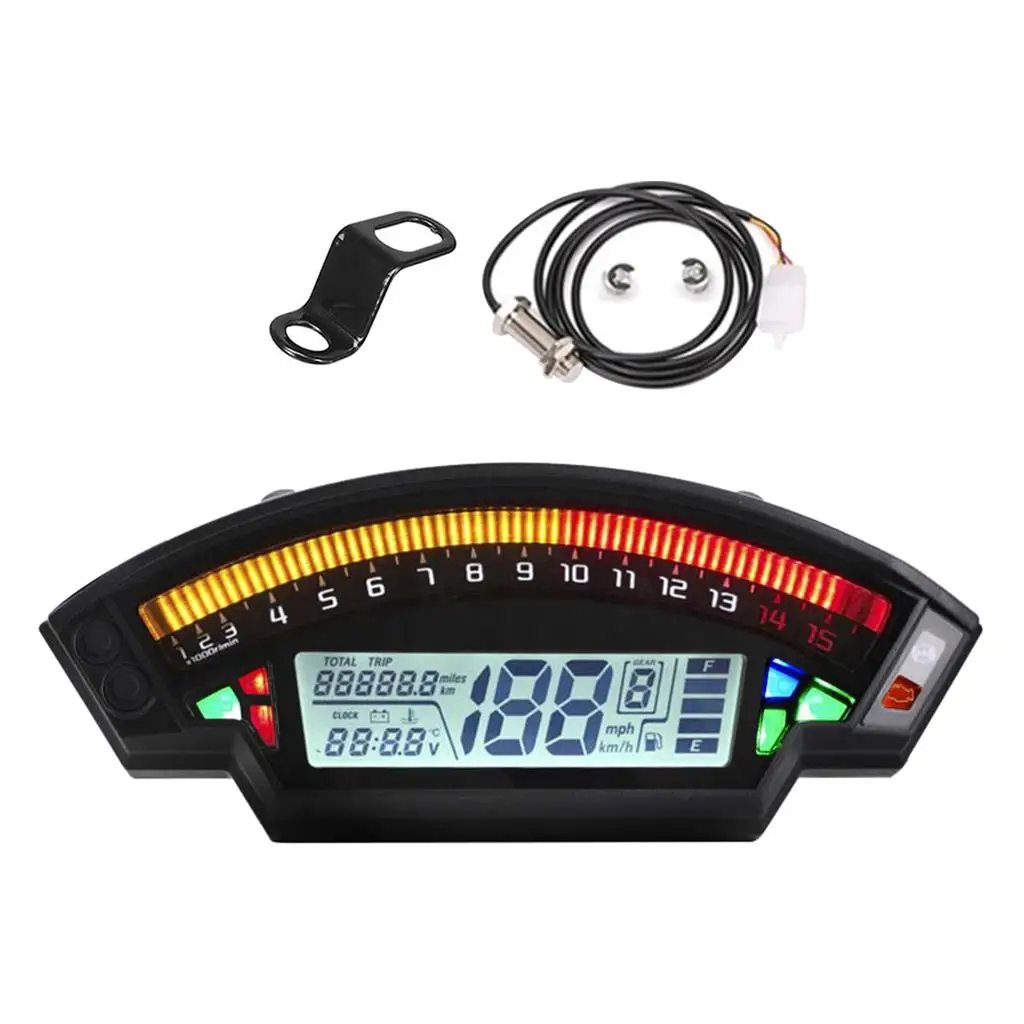 Motorcycle 14000rpm LCD Digital Odometer Speedometer Tachometer for 1/2/4 Cylinder