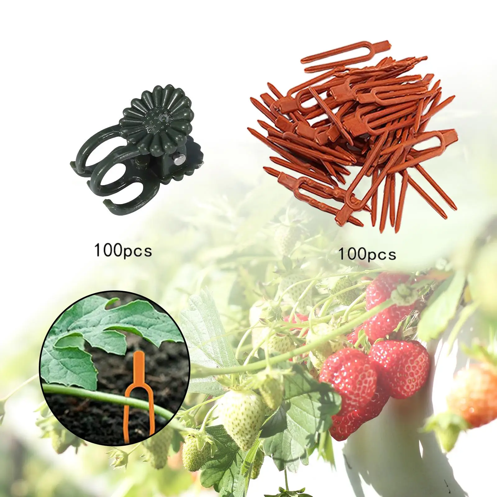 Flower Plant Stakes Clips Planting Fork for Strawberry Stem Watermelon Vines