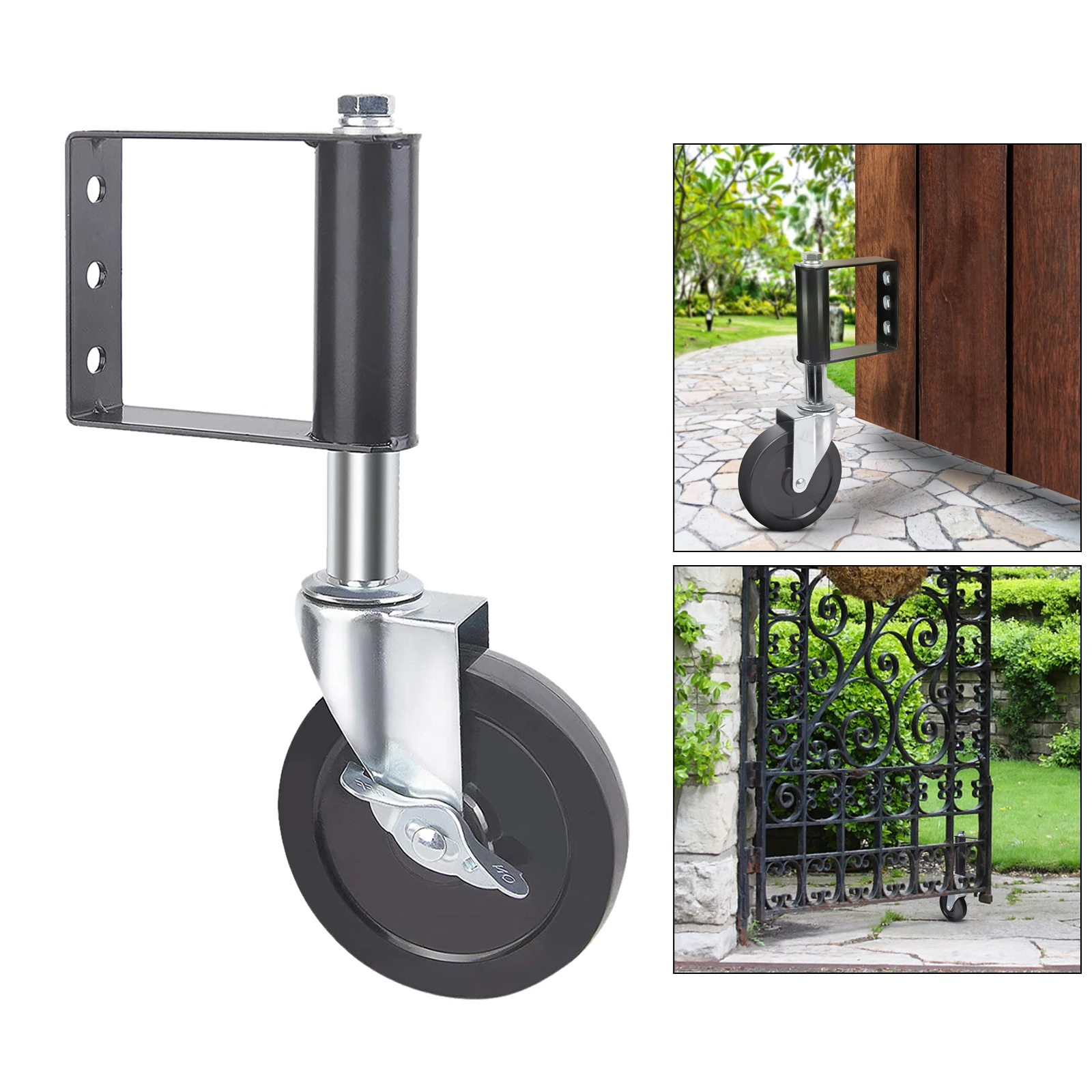 Spring Loaded Fence Door Gate Wheel Caster w/ Brake Ageing Resistance
