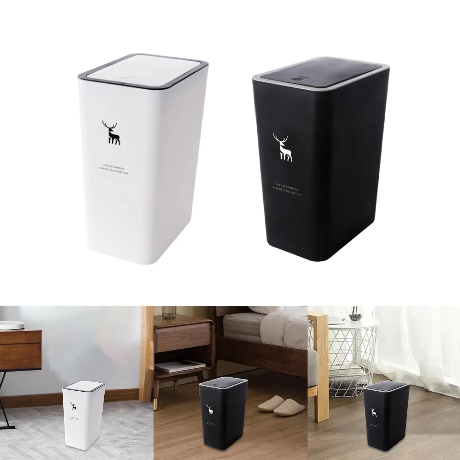 Garbage Can Household Space Saving with Lid Garbage Container Trash Can Rubbish Bin for Corner Door Kitchen Cabinet Living Room