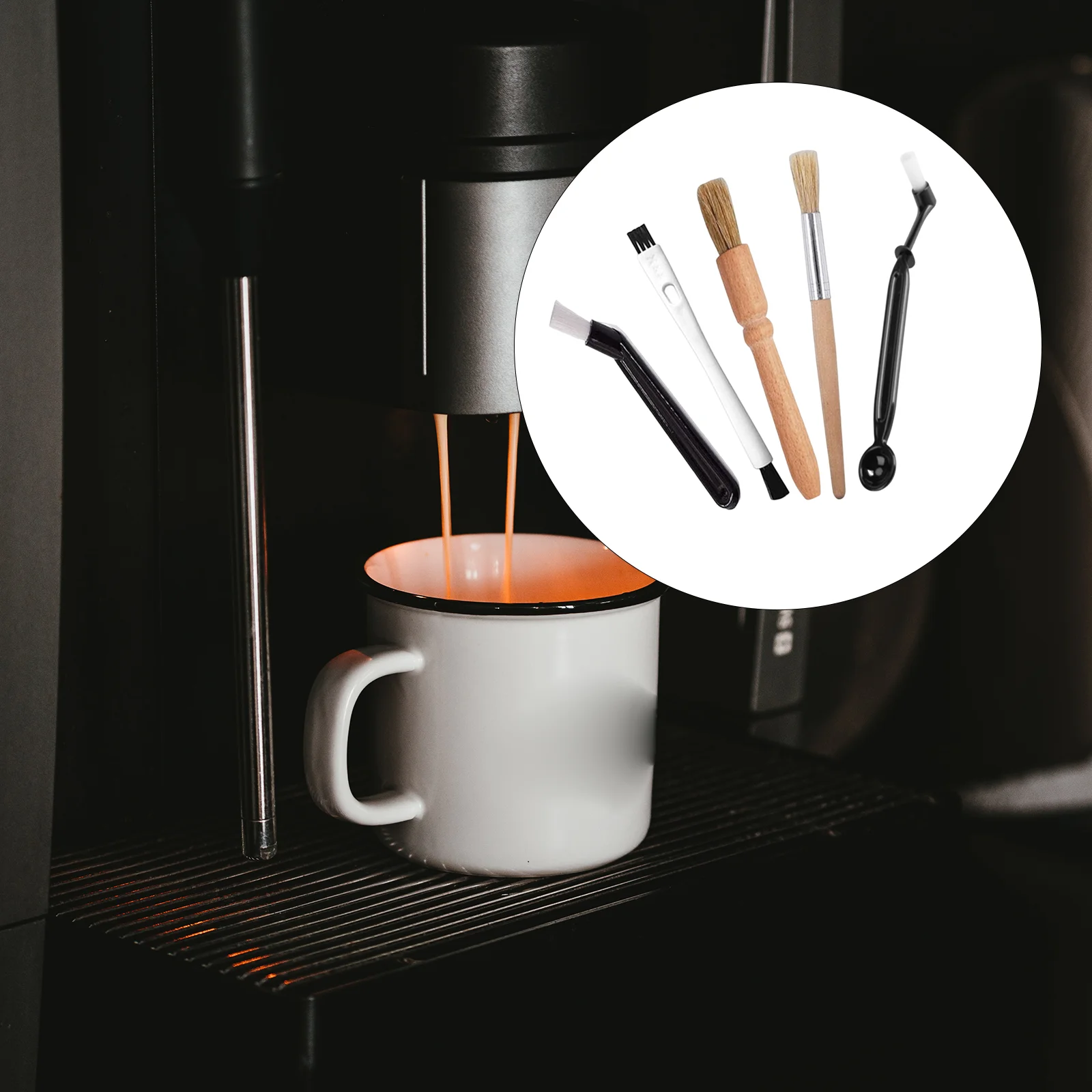 Professional Coffee Brush Wooden Brush Coffee Cleaning Brush Coffee Machine Brush for Kitchen Home Bar Household Cafe