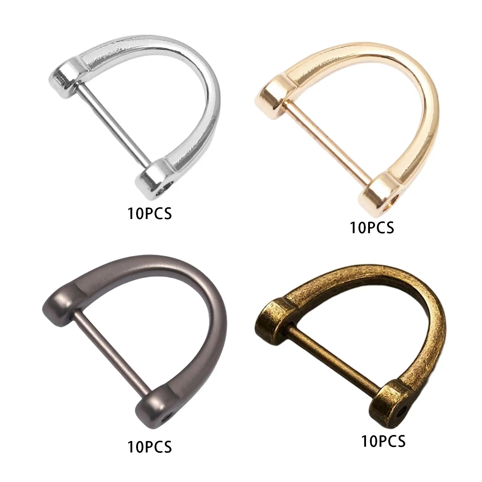 10Pcs Buckles D Rings Hoop Locking Fasteners D Rings for DIY Leather