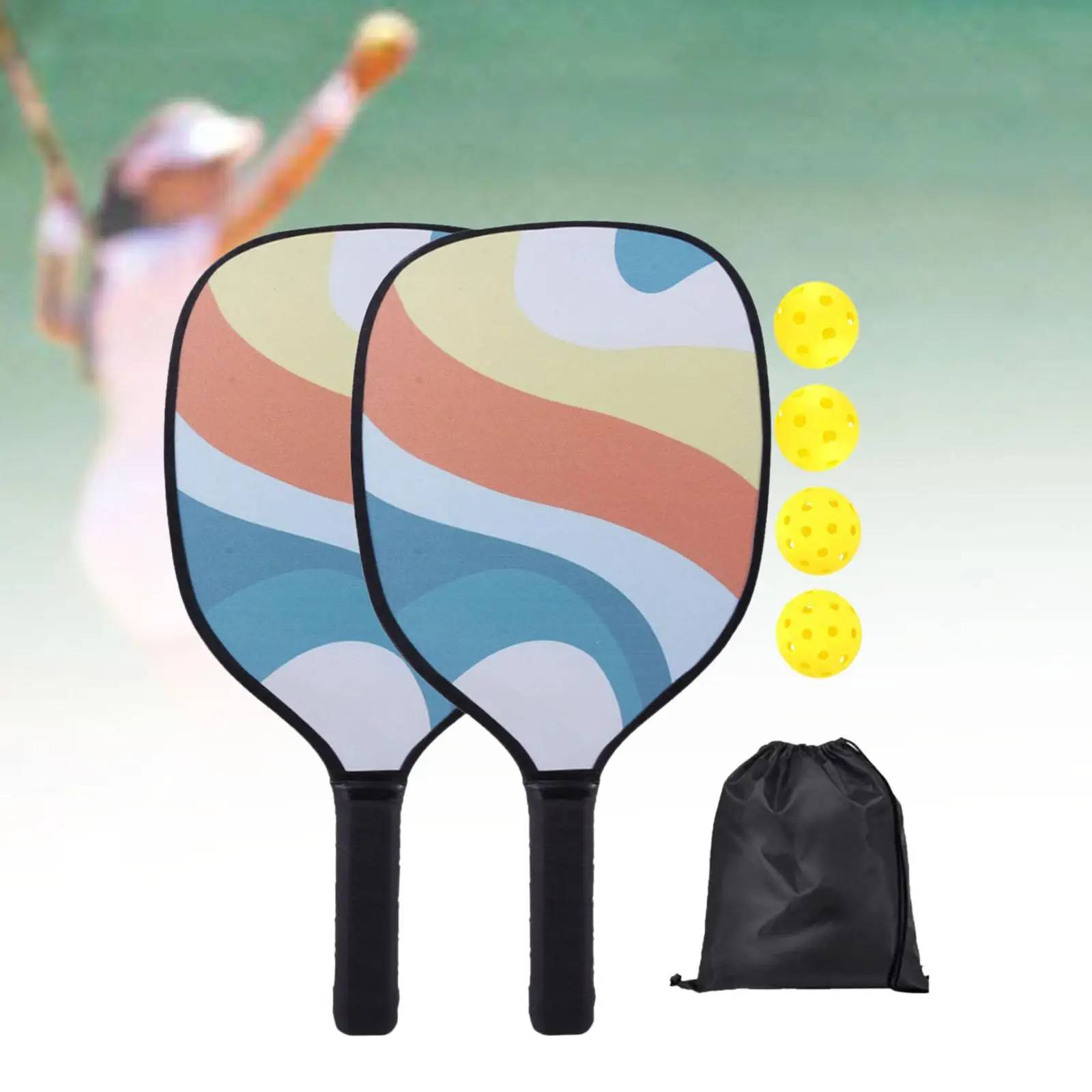 Pickleball Paddles Set of 2 Pickleball Set Pickle Ball Racquets Lightweight Non Slip Grip Rackets with 4 Balls & Bag